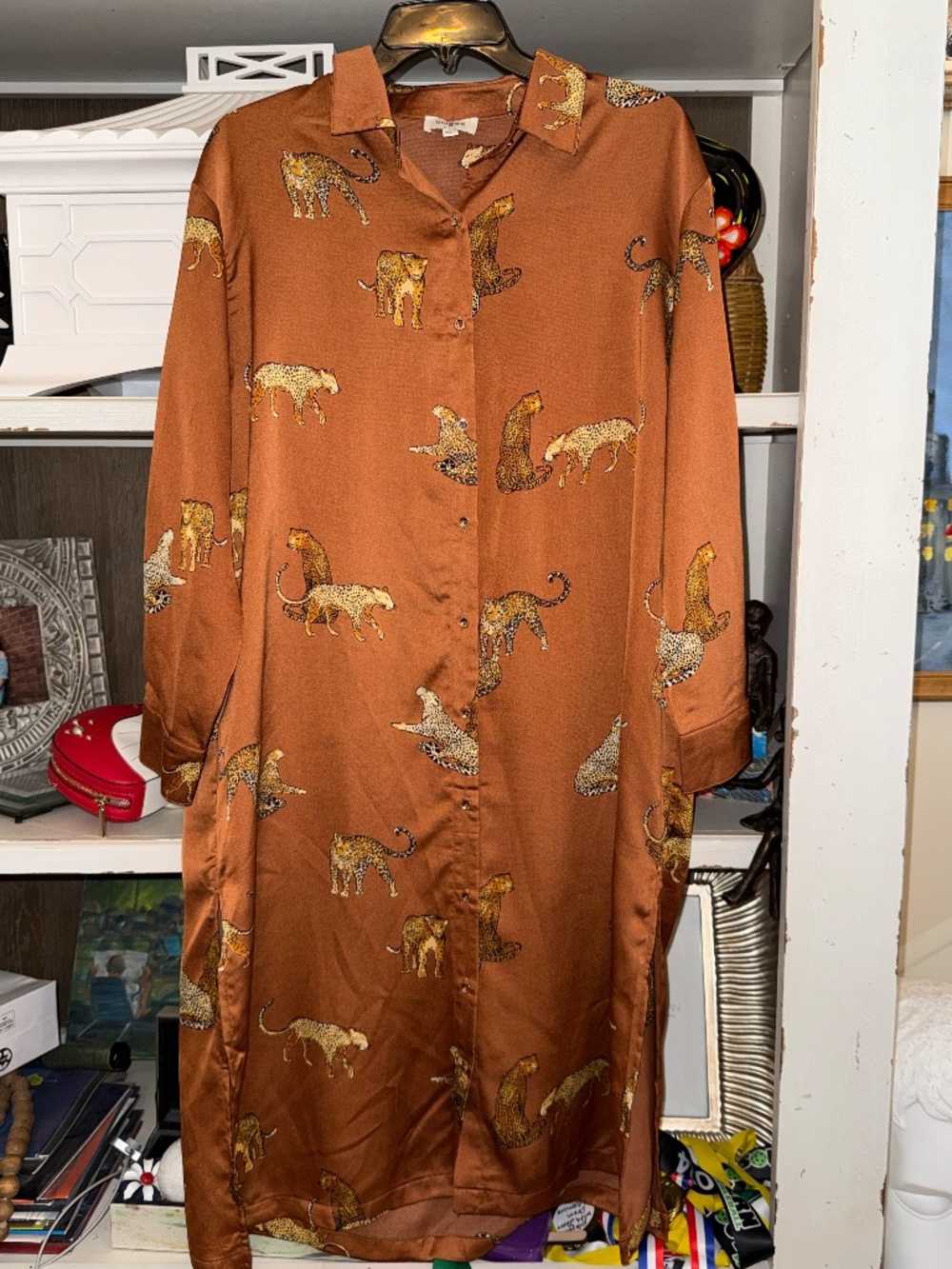 Umgee Small S cheetah midi shirt dress - Picture 3 of 4